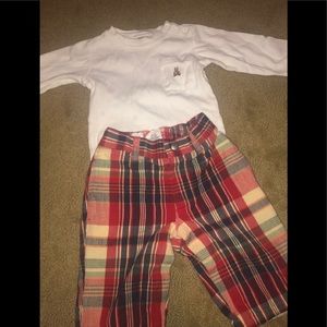 0-3 months GAP shirt & golfer plaid pants